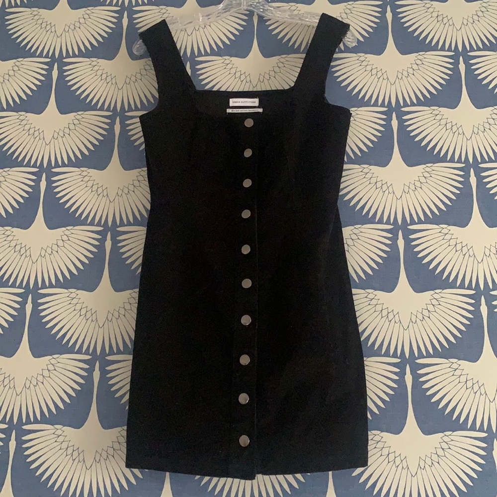Urban Outfitters Black Corduroy Button Up Dress